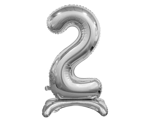 Balon za rojstni dan, številka 2 srebrna barva, 74 cm