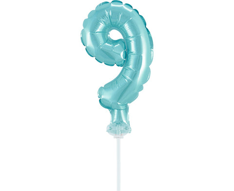 Balon na palčki za rojstni dan – številka 9, modra, 13 cm