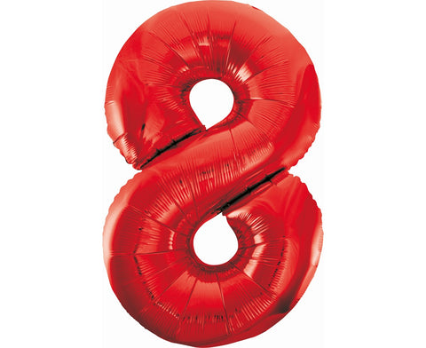 Balon za rojstni dan – številka 8, rdeča