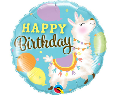 Balon folija za rojstni dan Lama "Happy Birthday", 45cm - Mojbalon