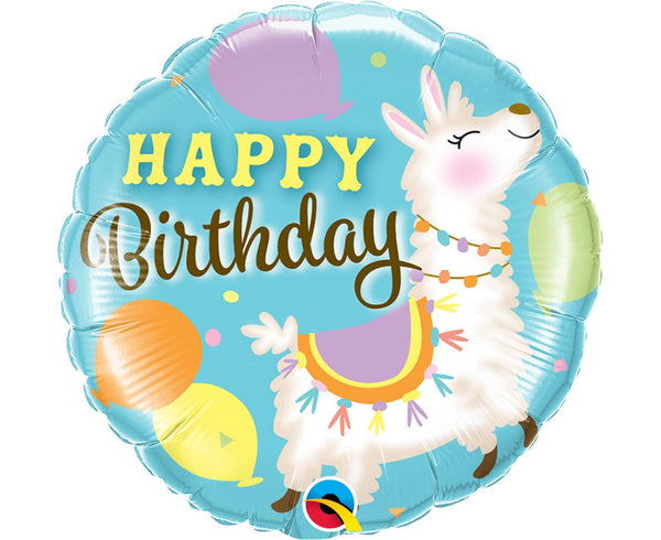 Balon folija za rojstni dan Lama "Happy Birthday", 45cm - Mojbalon