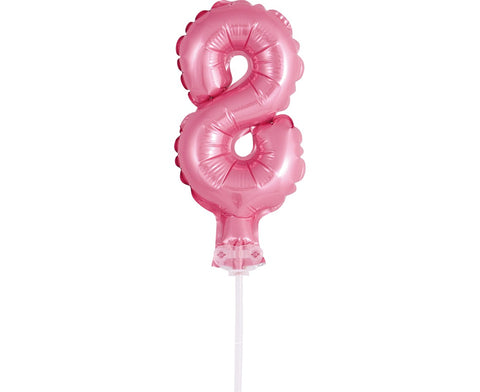 Balon na palčki za rojstni dan – številka 8, roza, 13 cm