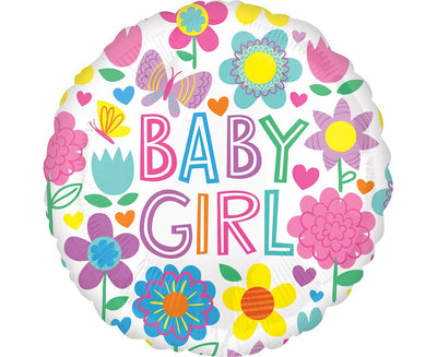Balon za rojstvo deklice "Baby girl", roza barva, 43cm
