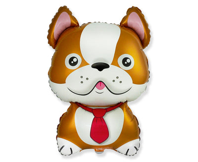 Balon folija Kužek Bulldog, rjava barva, 60cm - mojbalon