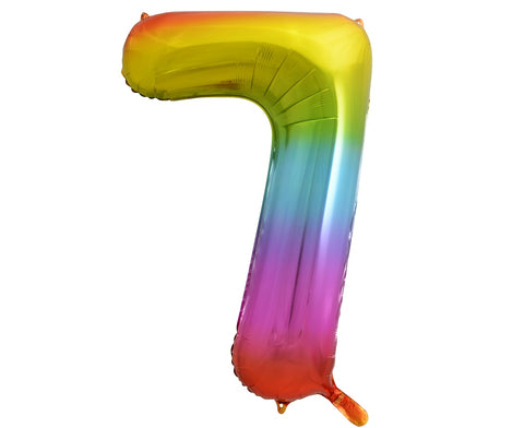Balon za rojstni dan številka 7, mavrična barva, 85 cm