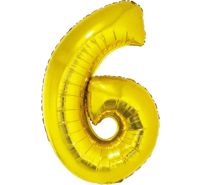 Balon za rojstni dan številka 6, zlata barva, 92cm - Mojbalon