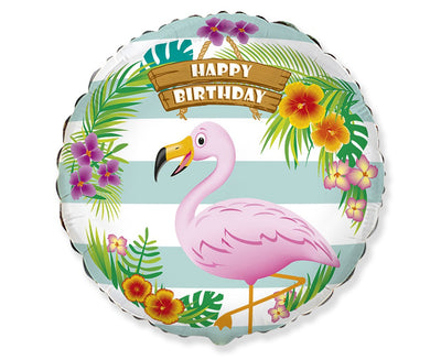 Balon folija Happy Birthday flamingo, 45cm