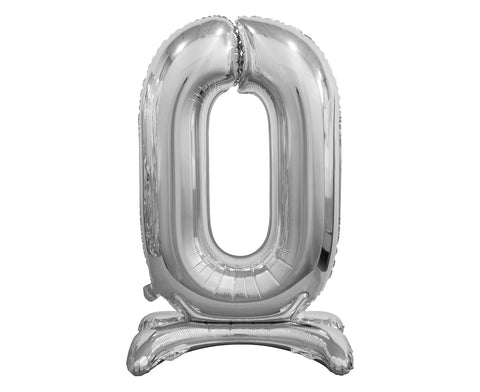 Balon za rojstni dan, številka 0 srebrna barva, 74 cm