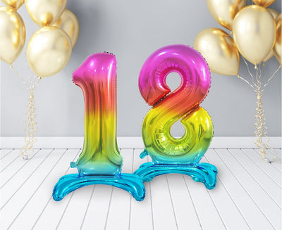 Balon za rojstni dan številka 8, mavrična barva,74cm