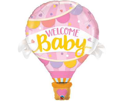 Balon za rojstvo deklice "Welcome baby", roza barva, 106cm - mojbalon